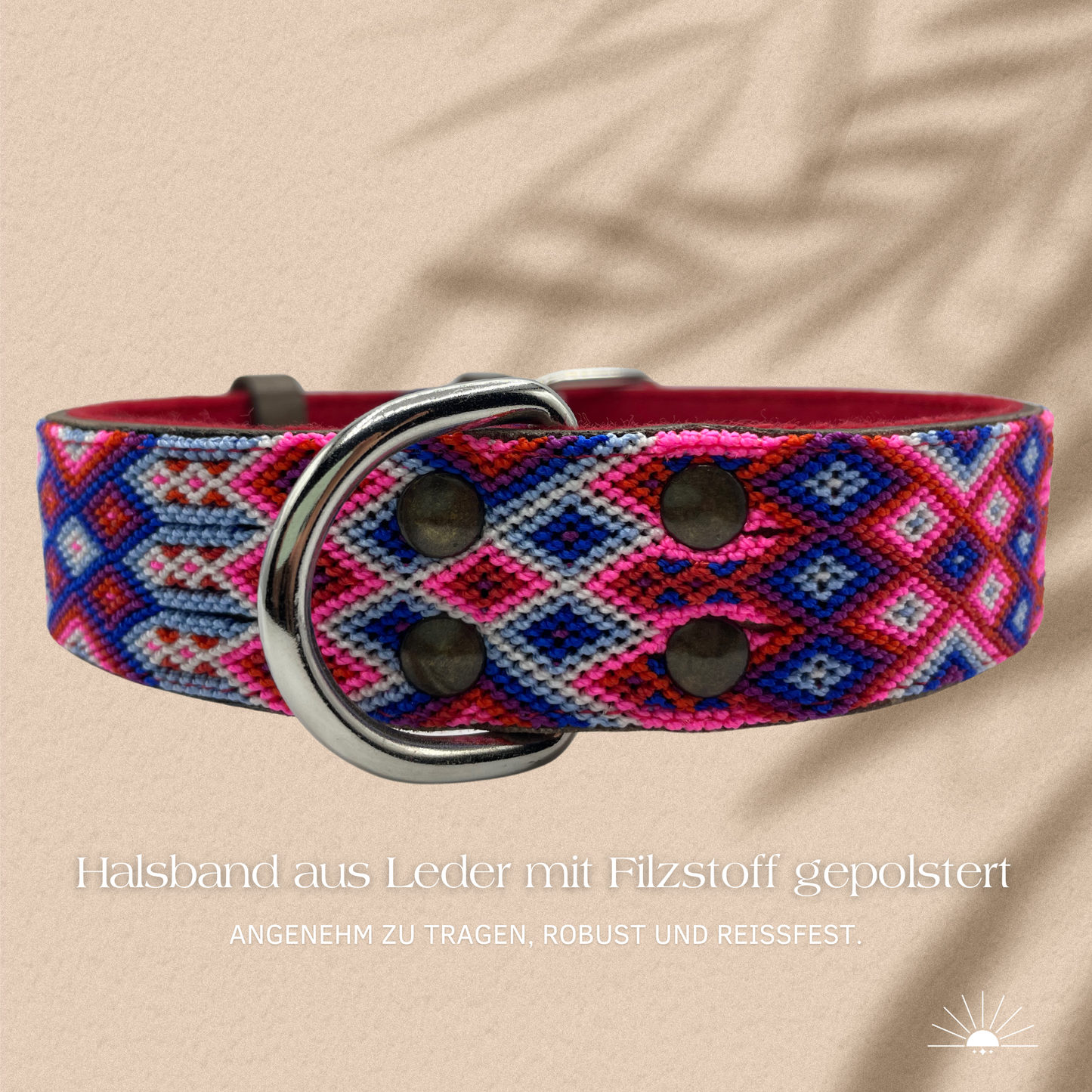 Hundehalsband aus Leder - Merida (Pink/Blau)